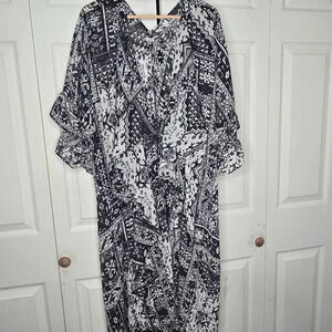 Urban Outfitters Ecote Crinkle Lightweight Kimono Printed Open Front Black OS